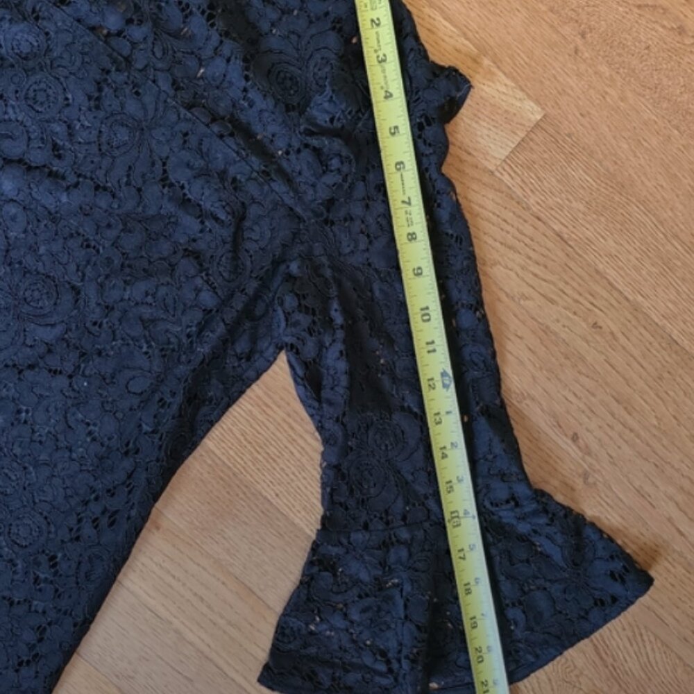 Ann Taylor Black Lace bell sleeve mini dress sheath dress 3/4 sleeve size 8 - Picture 11 of 12